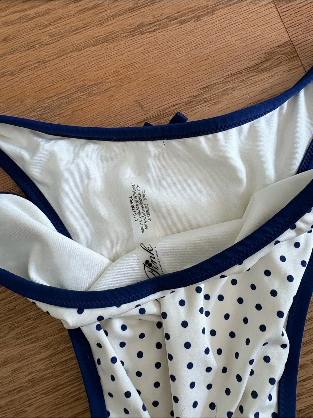 Frankie's Bikinis Cream and Navy Polka Dot Two-Piece Bikini